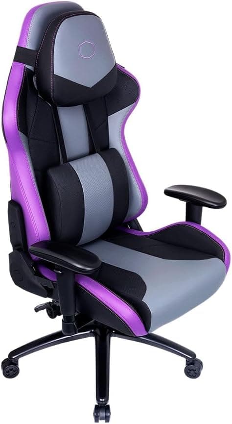 Cooler Master Caliber R3 Purple Gaming Chair, Ergonomic 180° Recline, Memory Foam Cushions, 2D Adjustable Armrests, Reinforced Steel Frame, Class 4 Gas Lift, Premium PU Leather, Adjustable Lumbar & Headrest, Heavy-Duty Durable Seat for PC & Office | CMI-GCR3-PR - product view 2 of 5