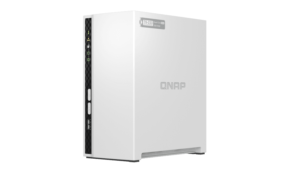 QNAP TS-233 2 Bay Desktop NAS,Gigabit Ethernet Port,2GB RAM On Board, 2x3.5Inch SATA 6Gb/s Drive Bay, ARM 4 Core Processor, Power, White | TS-233