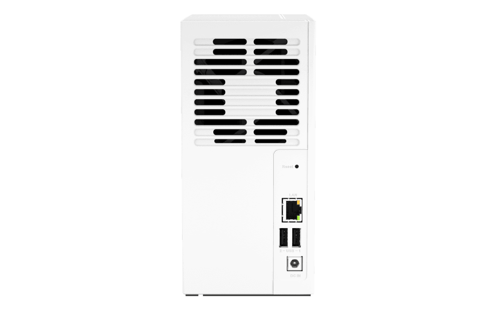 QNAP QNAP TS-233 2 Bay Desktop NAS,Gigabit Ethernet Port,2GB RAM On Board, 2x3.5Inch SATA 6Gb/s Drive Bay, ARM 4 Core Processor, Power, White | TS-233 - product view 3 of 6
