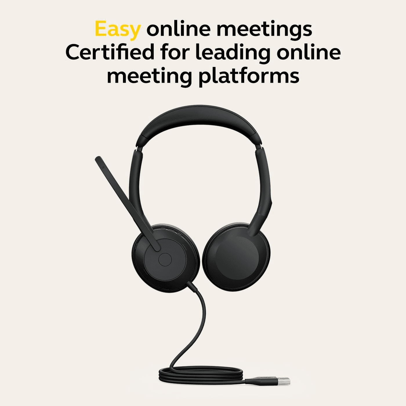 Jabra Jabra Evolve2 50 MS Stereo Wired Headset, USB-A, Noise-Cancelling Microphones, Black – 25089-999-999 - product view 2 of 3