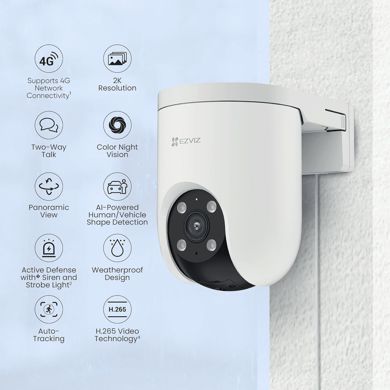 EZVIZ Ezviz H8c 4G Pan & Tilt 4G 3MP Smart Camera, Panoramic View, AI-Powered Human / Vehicle Shape Detection, Two-Way Talk, Auto-Tracking, Color Night Vision - product view 2 of 5