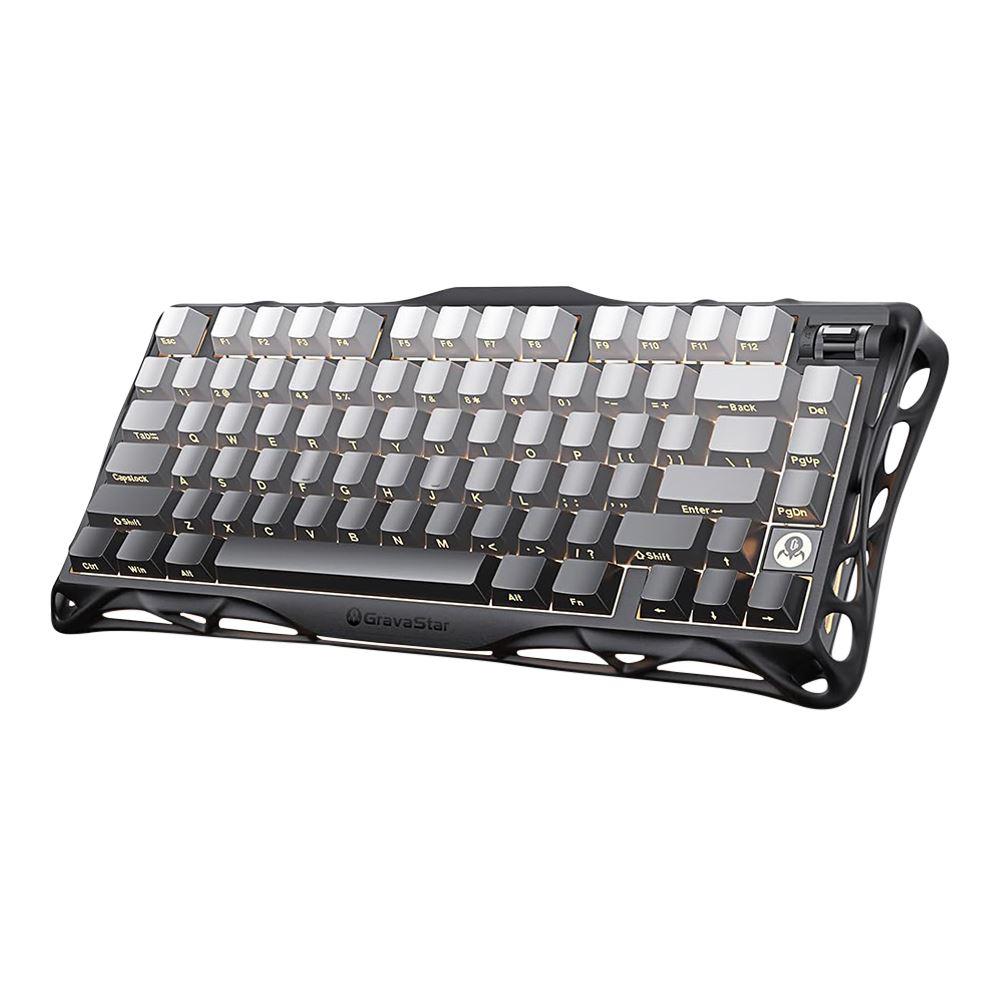 Gravastar Mercury K1 Gradient Black Tri-mode (Wired/Bluetooth/2.4GHz Wireless) 75% Mechanical Gaming Keyboard, Side Engraving, Bionic Flow, 5-Layer Sound Deadening Padding, Wear Resistant and Non-Slip, RGB Backlit Keyboard, Black | GS K1_GBLK – Buy Online