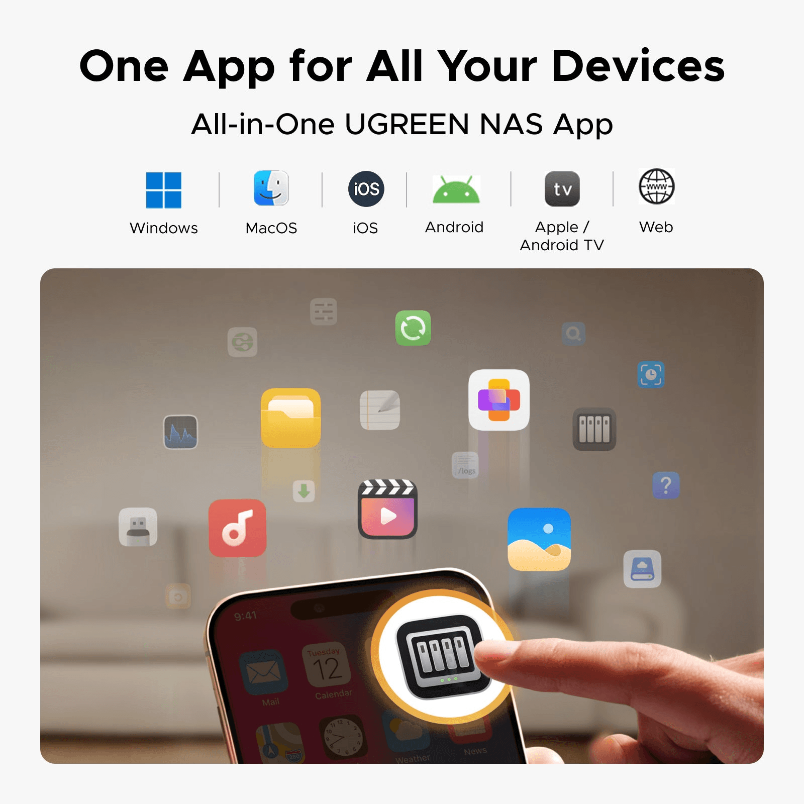 UGREEN UGREEN NASync DH2300 2-Bay NAS, Rockchip 8-Core CPU, 4GB RAM, 4K HDMI, , Private Home Cloud & AI Photo Storage, Diskless(no harddrive inside) - product view 2 of 7