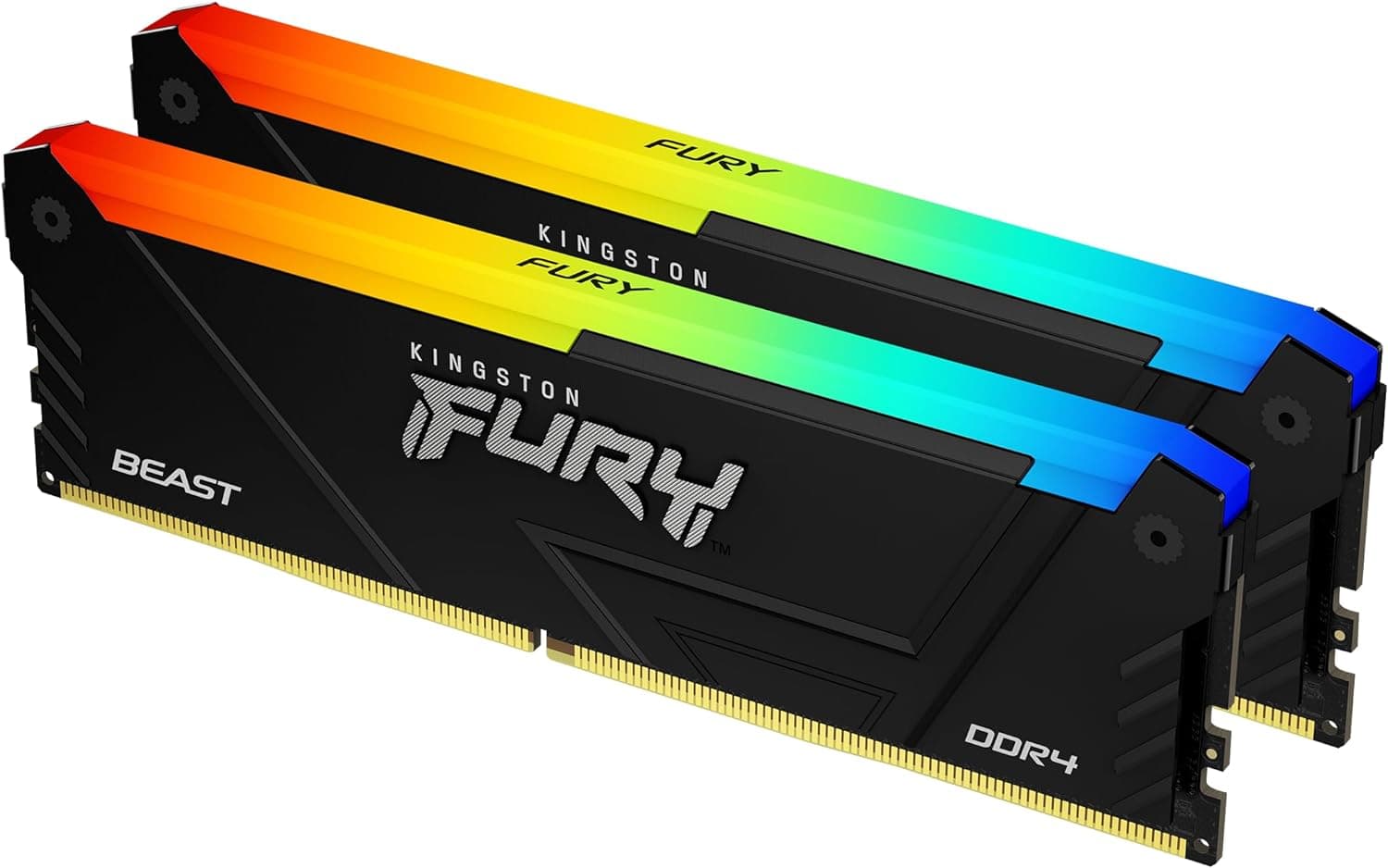 Kingston Kingston Fury Beast RGB 64GB (2x 32GB) DDR4 Desktop Memory Kit,  288-Pin, Intel XMP 2.0, 3200MT/s Memory Speed, CL16 CAS Latency, Black | KF432C16BB2AK2/64 - product view 2 of 2