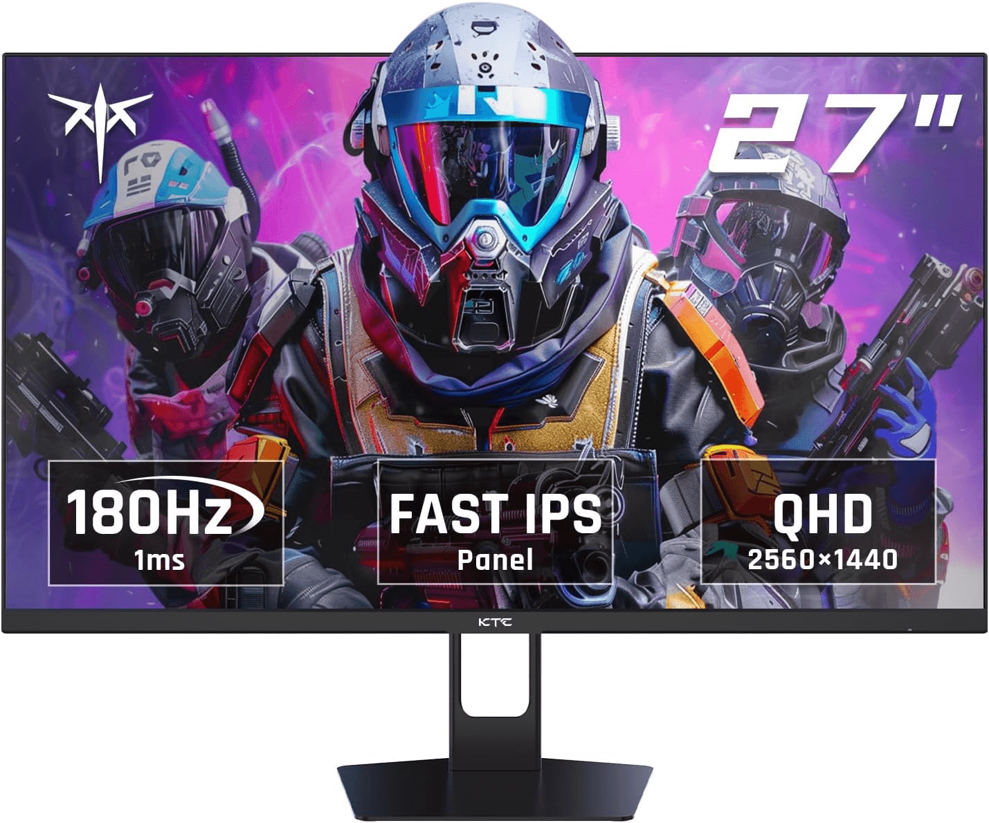 KTC 27 Inch QHD Gaming Monitor, 180Hz 1ms GTG Fast IPS 2K Computer Gamer Monitor, 1440P HDR Frameless Monitor with Adaptive Sync, Tilt Adjustment, VESA Compatible, Eye Care, DisplayPort HDMI | H27T22S
