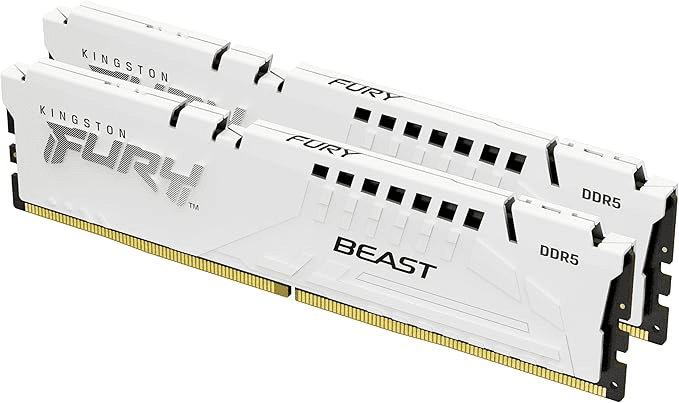 Kingston FURY Beast White EXPO 32GB (2x16GB) DDR5 Memory Kit, DIMM (Kit of 2), 6000MT/s CL30 Non-ECC Unbuffered, 1RX8 30-36-36 1.4V 288-pin 16Gbit,  AMD EXPO & Intel XMP, White | KF560C30BWEK2-32