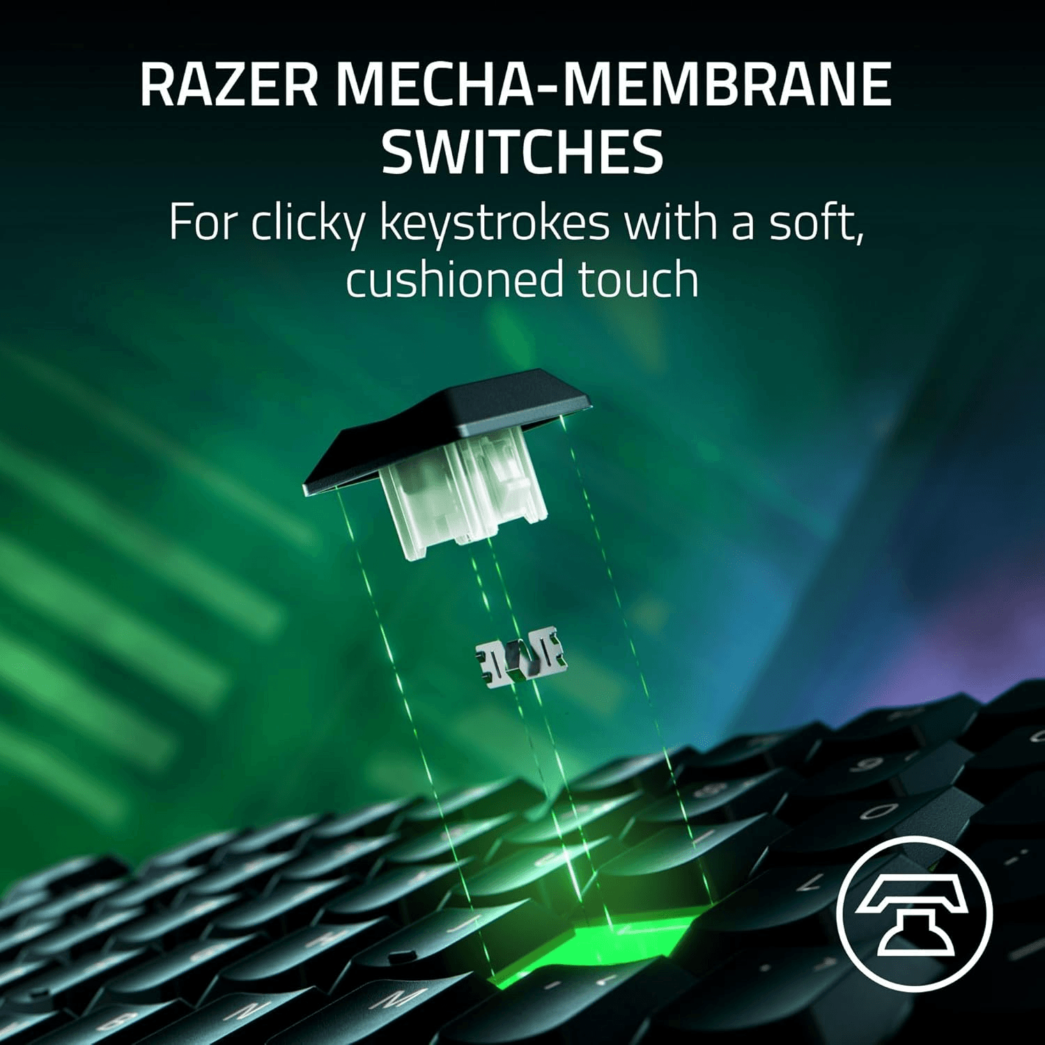 RAZER Razer Ornata V3 TKL Low Profile Gaming Keyboard, Mecha-Membrane Switches, 1000 Hz Ultrapolling, 8 Chroma RGB, UV-Coated ABS Keycaps, Braided Fiber Cable, Black | RZ03-04880100-R3M1 - product view 3 of 7