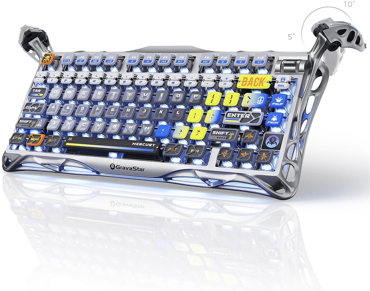 GravaStar Mercury K1 Pro Wireless Gaming Keyboard, 75% Layout, Interstellar Silver, RGB, 79 Keys + Knob, Kailh Linear Switches, 8000mAh Battery| GS K1_PRO_S_CGRY – Buy Online