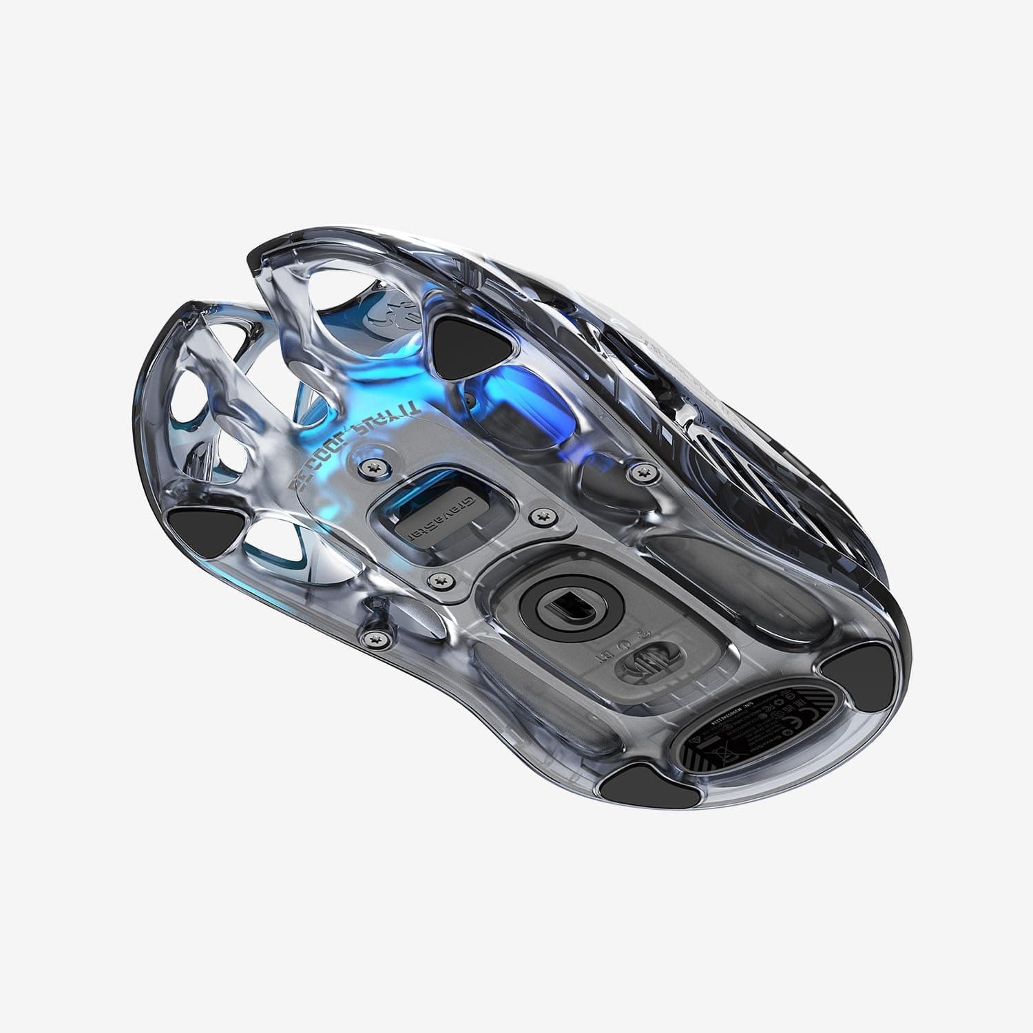 Gravastar GravaStar Mercury M2 Wireless Gaming Mouse with 26,000 DPI, PAW3395DM Sensor -79g Lightweight Hollowed-Out Design -5 Programmable Buttons -5 Dynamic Lightsync RGB - Transparent Black - product view 3 of 8