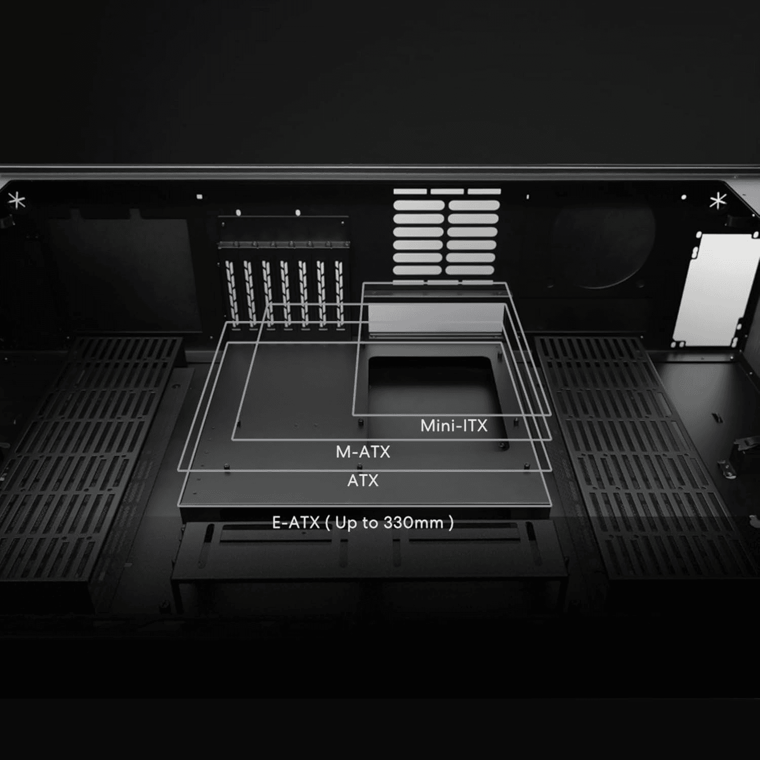 LIAN LI Lian-Li DK07 Motorized Desk Station, 805mm x 1480mm Desk, Adjustable Height, Up to 480mm Radiator & 14x Fan Support, Steel, 6.0mm Tempered Glass, Aluminum Material, Wood | G99.DK07X-WD.10UK - product view 3 of 9