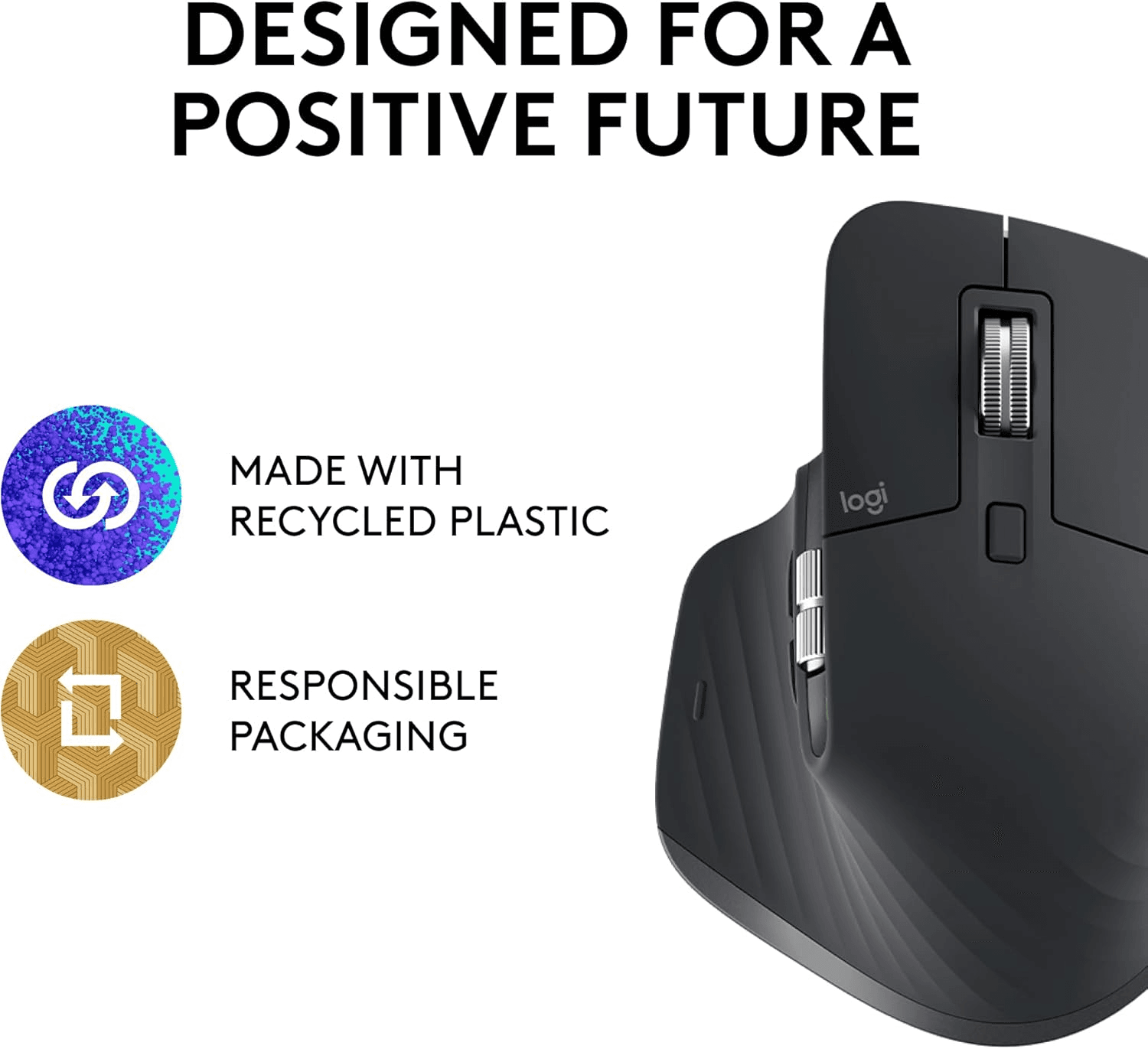 Logitech Logitech MX Master 3S Wireless Mouse, 8K DPI Track-on-Glass, Quiet Clicks, Graphite Bluetooth Edition | 910-007501 - product view 3 of 5