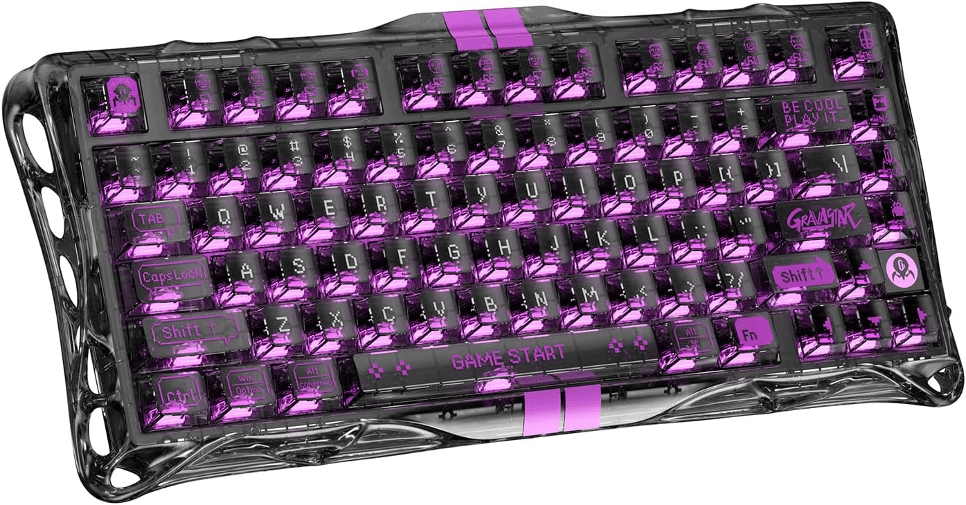 GravaStar Mercury V75 Lite Hall Effect Magnetic Gaming Keyboard – 8KHz Rapid Trigger Wired 75% Keyboard, Adjustable Actuation, Hot-Swappable Switches, Transparent RGB for PC/Mac | GS V75 LITE_XTAL_BLK – Buy Online