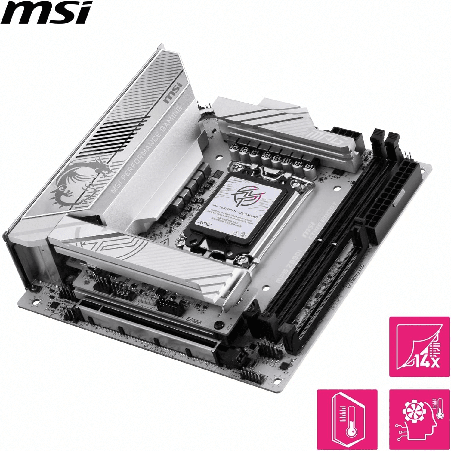 MSI MSI MPG Z890I Edge Ti WiFi LGA 1851 Mini ITX Motherboard, Intel Z890 Chipset, 2x DDR5 UDIMM Slots, Up to 128GB Max Memory, 1x PCI-E x16 Slots, 4x M.2 Slots, WiFi & BT Connectivity | 911-7E33-004 - product view 3 of 7