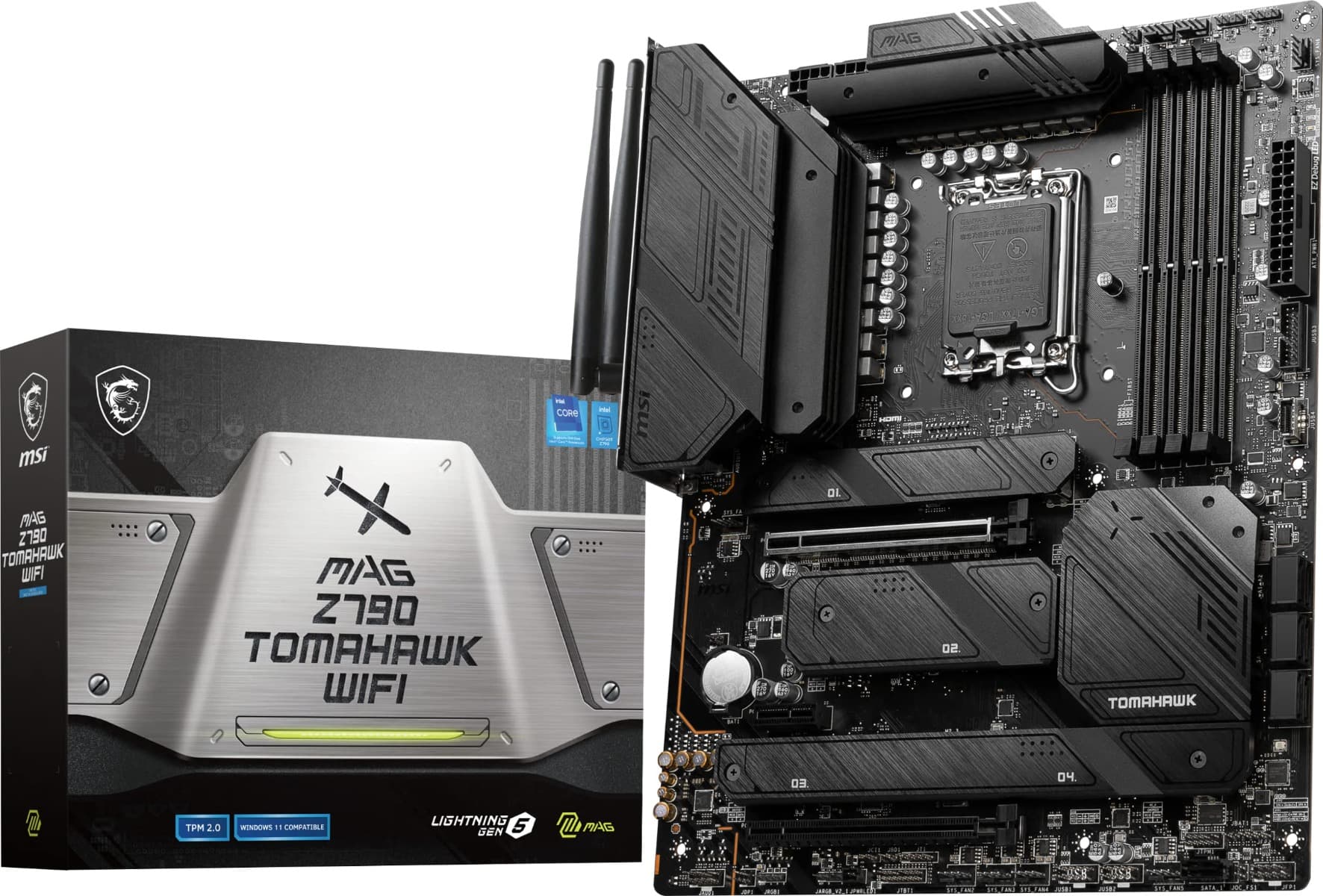 MSI MSI MAG Z790 TOMAHAWK WIFI Motherboard, Intel LGA1700, DDR5, PCIe 5.0, Wi-Fi 6E | 911-7D91-020 - product view 2 of 6