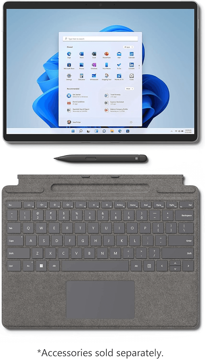 Microsoft Surface Pro 8: 2 in 1 Business Laptop, 11th Gen Intel Core i7 Processor, 16GB RAM 1TB, Platinum, Combine the power of a laptop with the flexibility of a tablet, and every angle in between | EED-00021