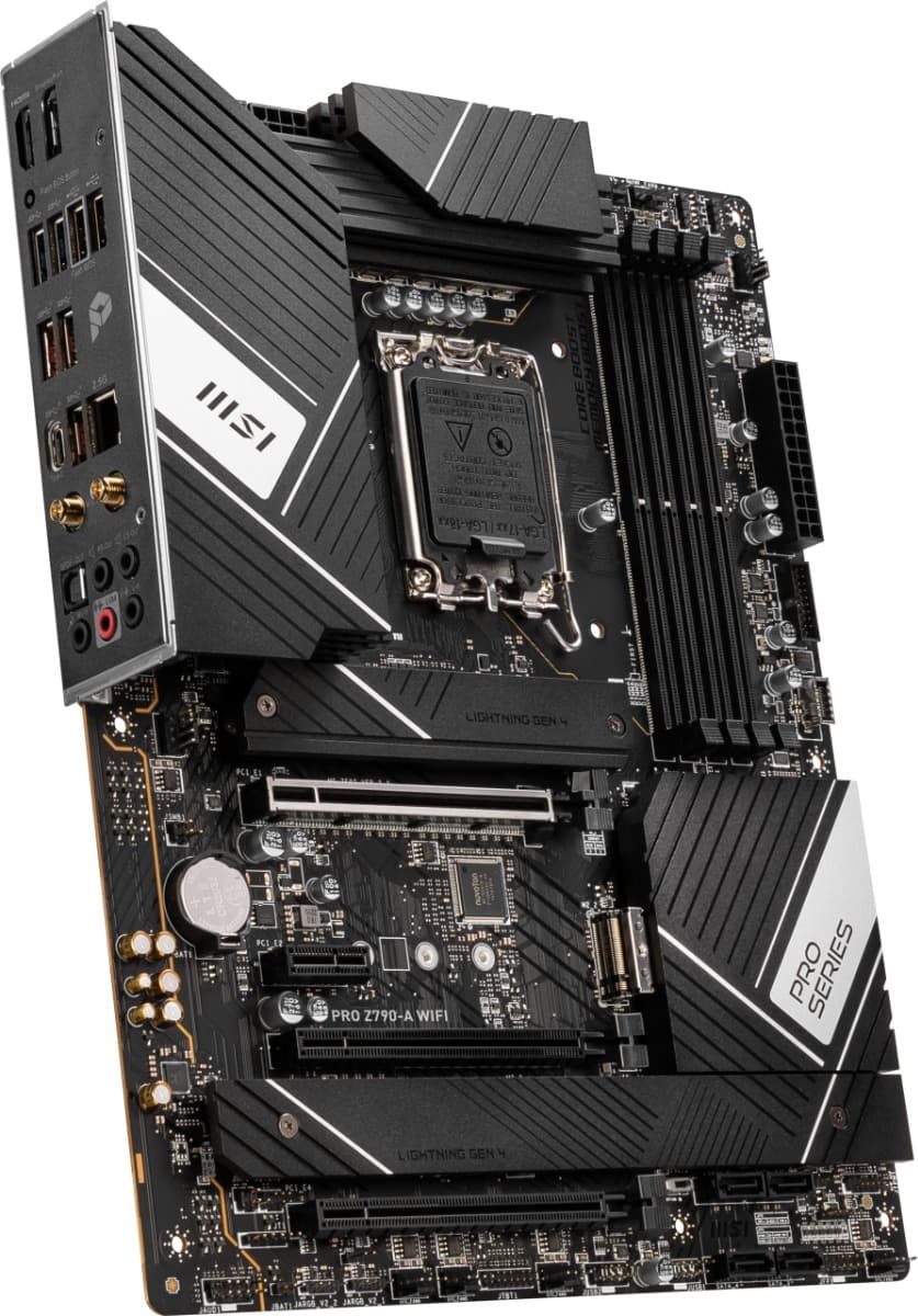 MSI MSI PRO Z790-A WiFi ProSeries Motherboard (Supports 12th/13th Gen Intel Processors, LGA 1700, DDR4, PCIe 5.0, M.2, 2.5Gbps LAN, USB 3.2 Gen2, Wi-Fi 6E, ATX) 911-7E07-003 - product view 3 of 6