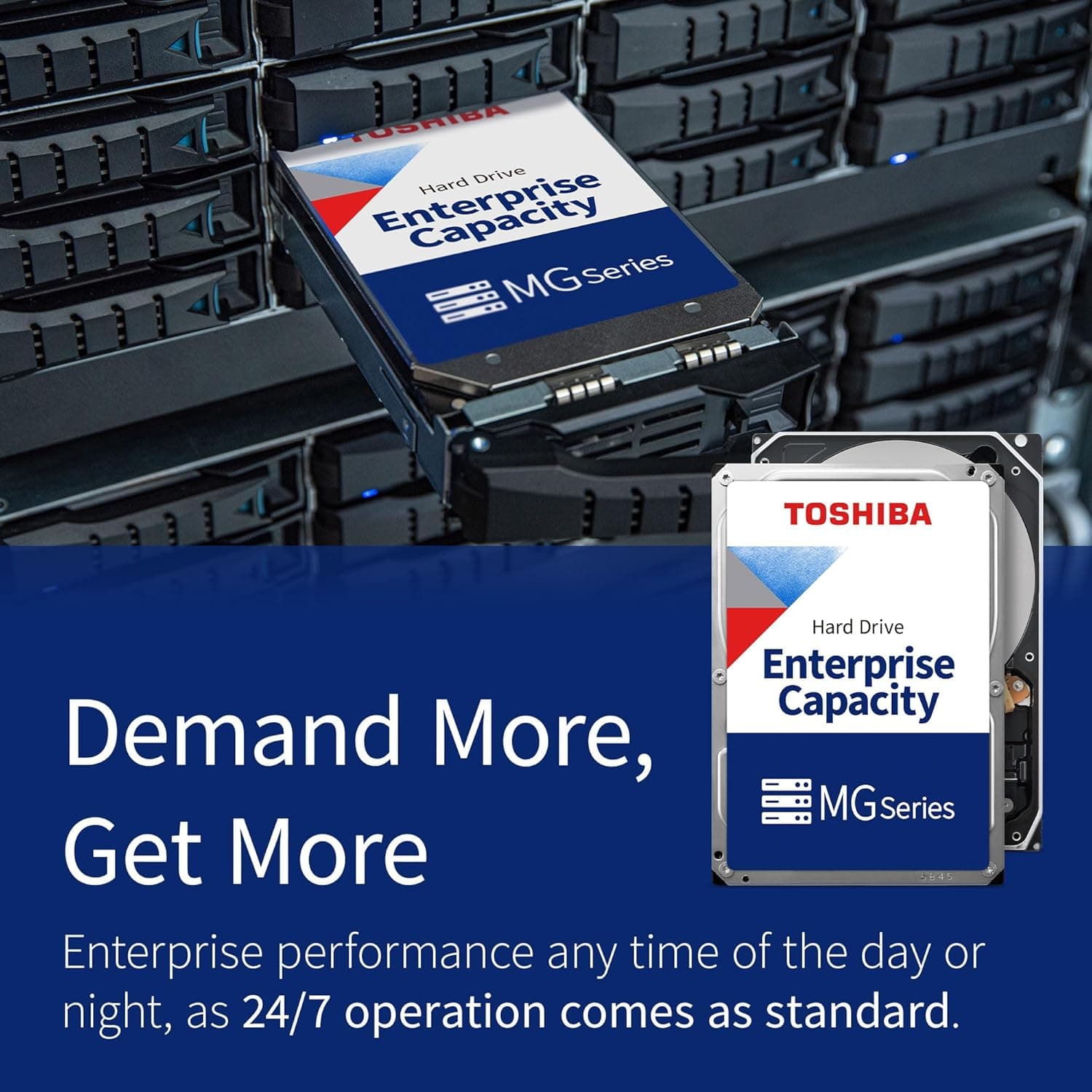 Toshiba Toshiba MG10F Series Internal HDD, 22TB Capacity, 7200 RPM 3.5" SATA, Up to 271 MB/s Transfer Speed, SATA III 6 Mb/s Interface, 512MB Cache, CMR Construction | MG10AFA22TE - product view 3 of 5