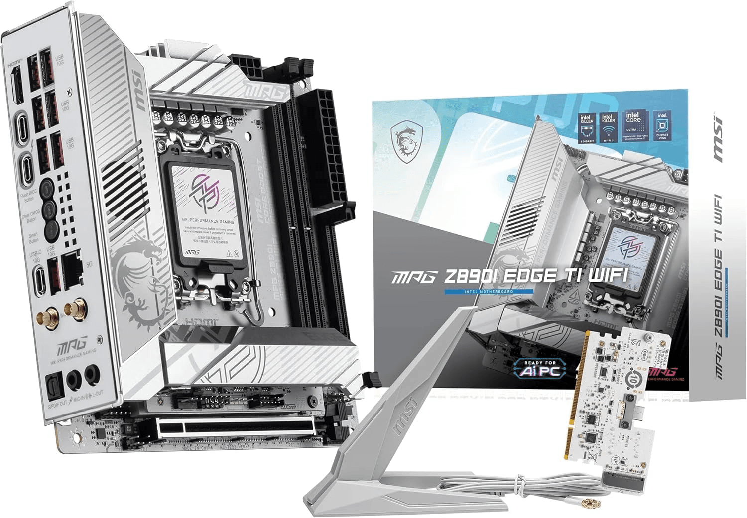 MSI MPG Z890I Edge Ti WiFi LGA 1851 Mini ITX Motherboard, Intel Z890 Chipset, 2x DDR5 UDIMM Slots, Up to 128GB Max Memory, 1x PCI-E x16 Slots, 4x M.2 Slots, WiFi & BT Connectivity | 911-7E33-004 – Buy Online