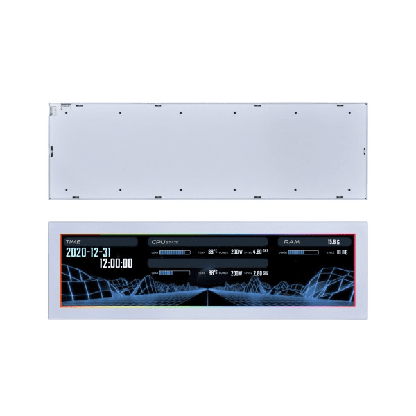 LIAN LI Lian Li 8.8″ White Universal Screen (US88v1), 8.8 Inch IPS LCD, 1920×480, 60Hz, 500 nits, USB Plug & Play, no GPU output required,  Landscape/portrait orientation, multi-screen expansion | SM088W - product view 2 of 4