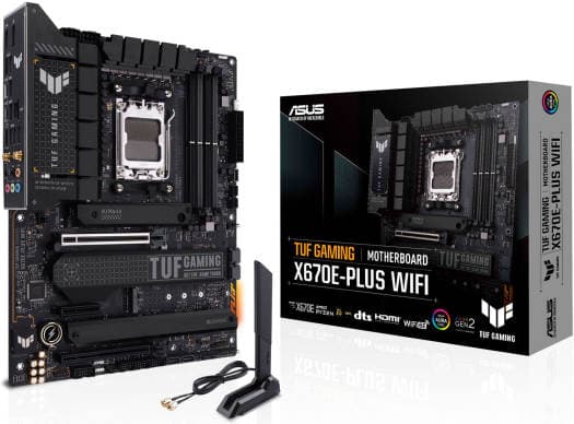 Asus Asus Tuf Gaming X670E-Plus Wifi ATX DDR5 Motherboard, Socket AM5, Max 128GB Memory, PCIe 5.0, AMD X670 Chipset, Tuf LAN Guard, Wi-Fi 6E, Bluetooth v5.2,  Realtek 2.5Gb Ethernet | 90MB1BK0-M0EAY0 - product view 1 of 6