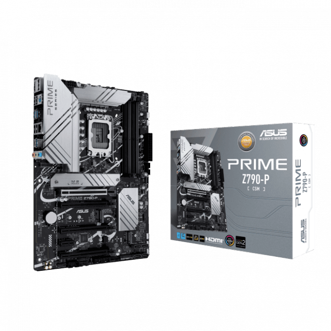 Asus ASUS Prime Z790-P-CSM, Intel Z790 LGA 1700 ATX motherboard with PCIe 5.0, three M.2 slots, 14+1 DrMOS, DDR5, Realtek 2.5 Gb LAN, HDMI, DP, USB 3.2 Gen 2x2 Type-C, front USB 3.2 Gen 2 Type-C, Thunderbolt (USB4) support, Arua Sync | 90MB1CK0-M0EAYC - product view 2 of 9