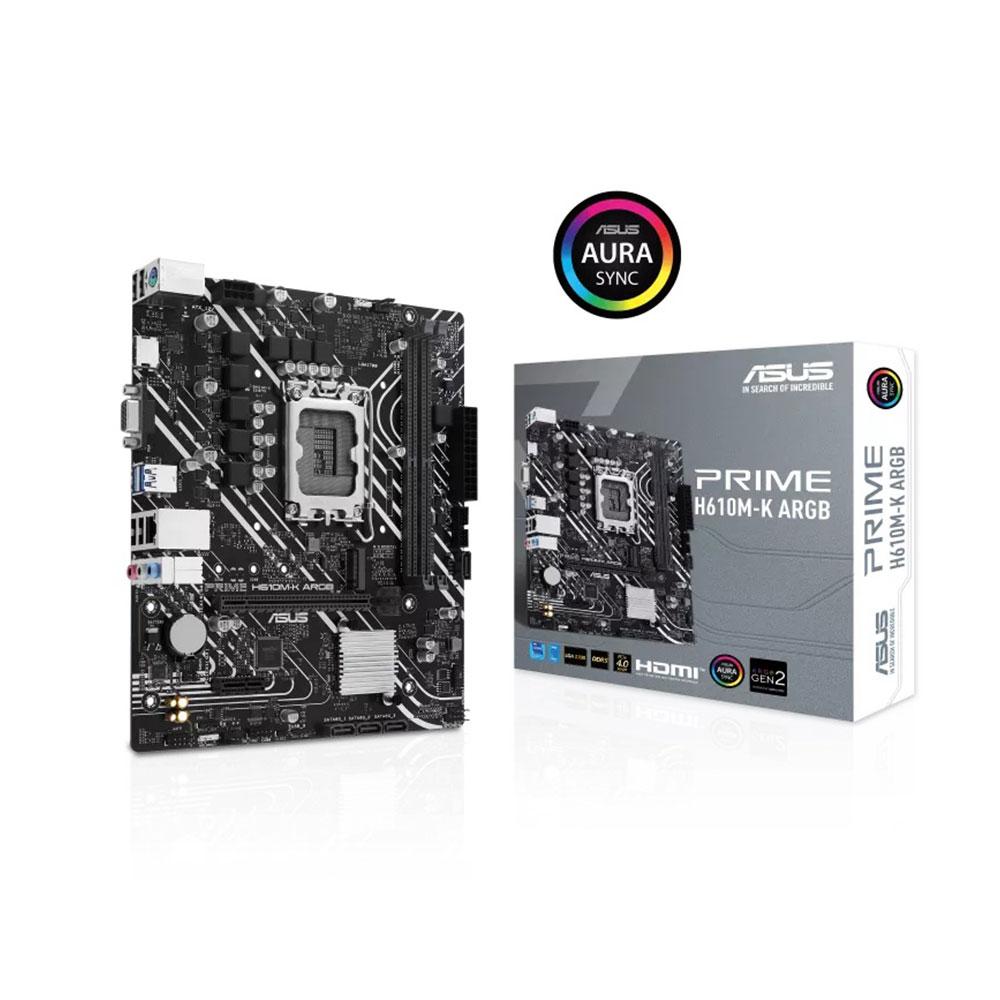 ASUS Prime H610M-K ARGB Intel H610 LGA 1700 Micro-ATX Motherboard, DDR5 Memory Support, PCIe 4.0, M.2 Slot, Realtek 7.1 Surround Sound, Aura Sync ARGB | 90MB1G90-M0EAY0 – Buy Online