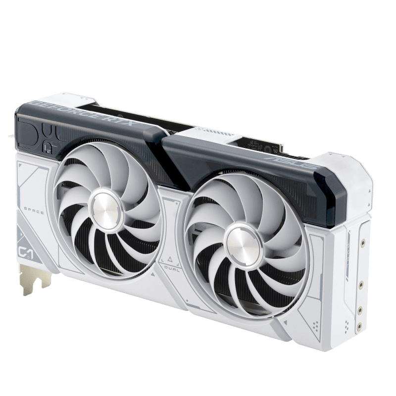 Asus ASUS Dual GeForce RTX 4070 SUPER White OC Edition 12GB GDDR6X Graphic card, 192-bit, 7168 CUDA Cores, PCI E 4.0, 2550 MHz (Boost Clock), 2 Year Warranty | 90YV0K84-M0NA00 - product view 2 of 9