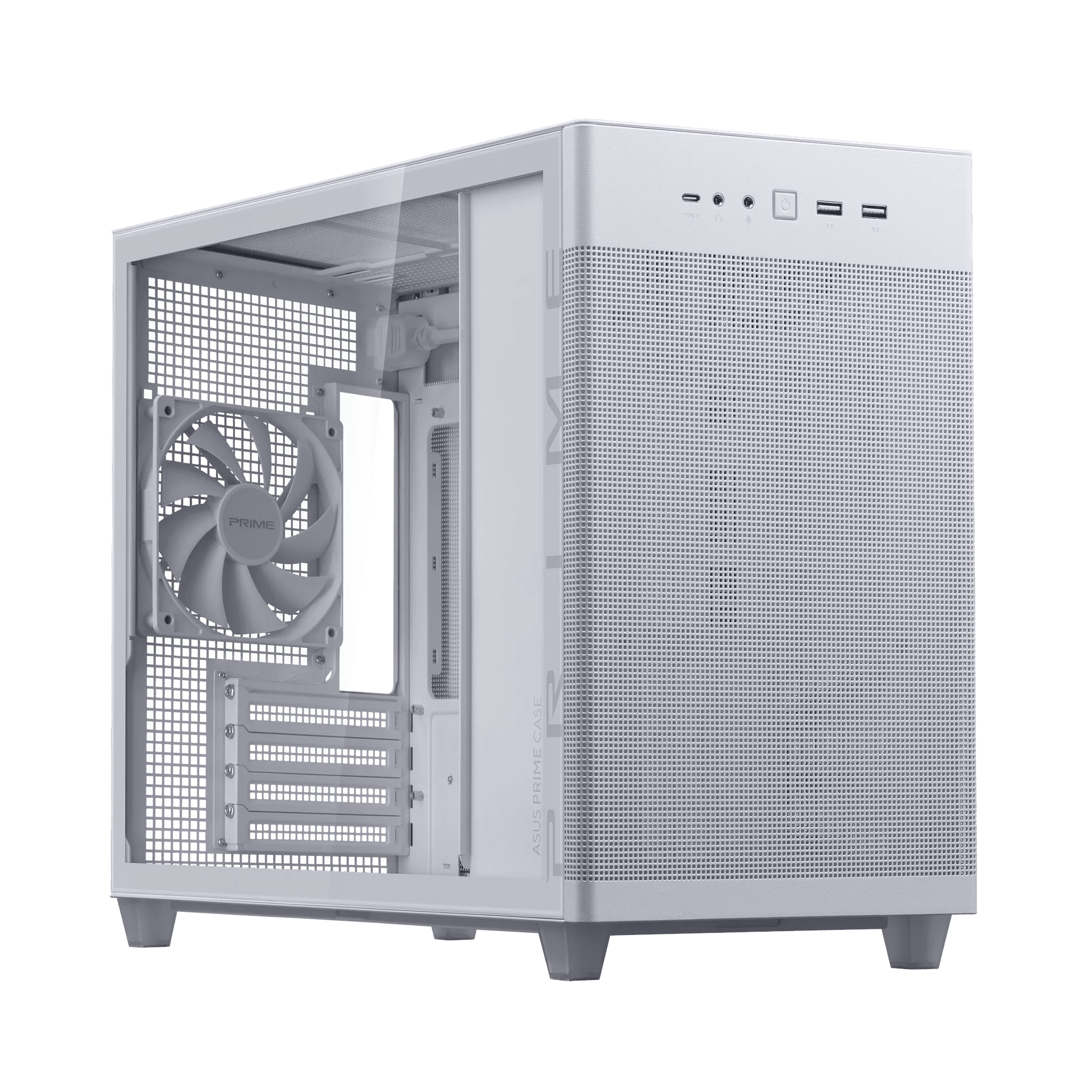Asus AP201 Prime Tempered Glass White Edition 33L MicroATX Case, Tool-Free Side Panels, Support For 360mm Coolers, 338mm Graphics Cards, Standard ATX PSU's, White | 90DC00G3-B39010 – Buy Online