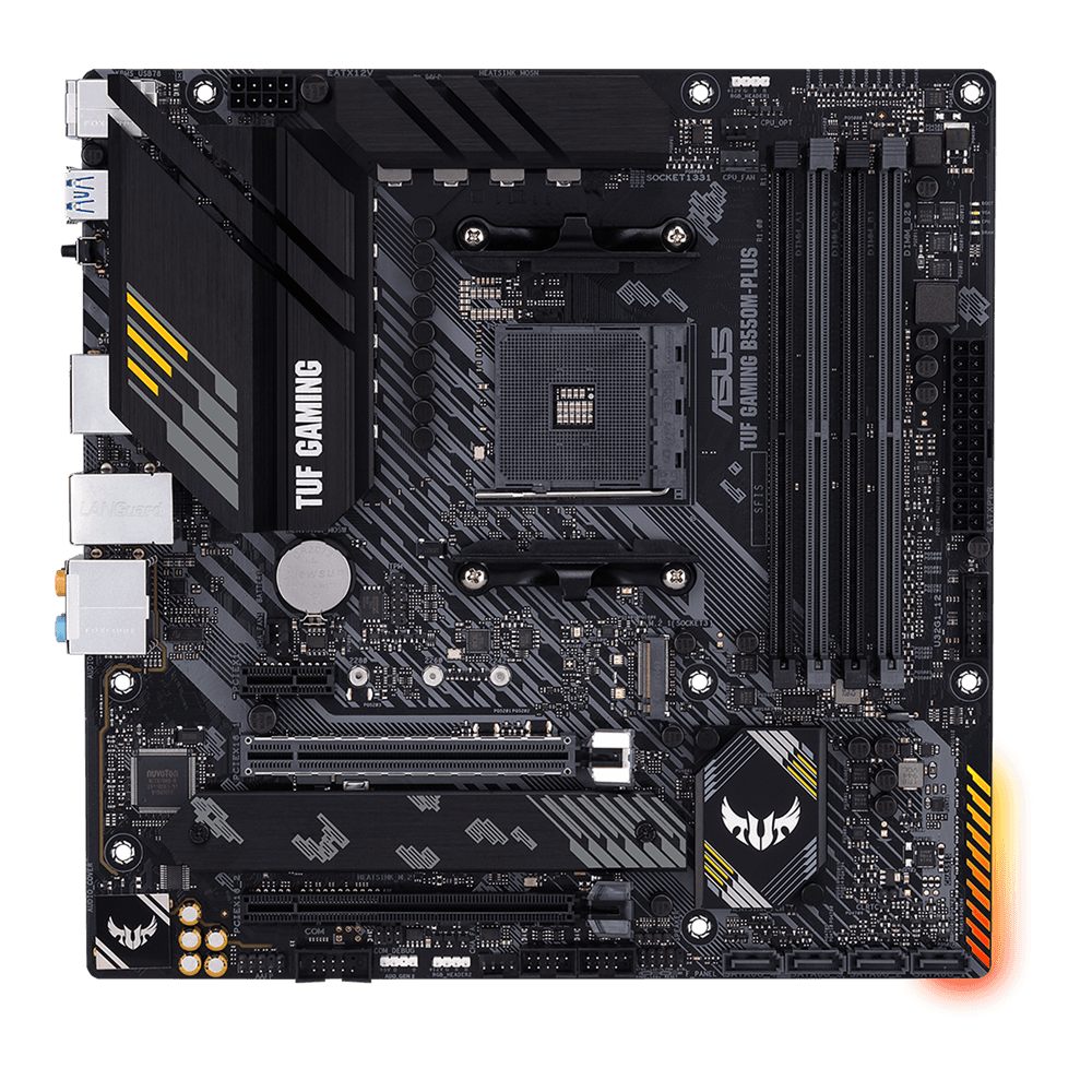 Asus ASUS TUF Gaming B550M-PLUS AMD AM4 microATX Motherboard, PCIe 4.0, Dual M.2, DDR4 Aura Sync RGB | 90MB14A0-M0EAY0 - product view 2 of 5