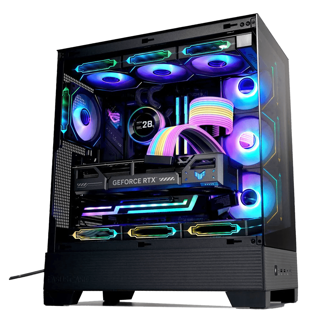Gaming PC Powered By ASUS, AMD Ryzen 7 9800X3D, RTX 5070 Ti OC Edition 16GB GDDR7, T-FORCE DELTA RGB DDR5 6400 32GB (2×16GB), 990 PRO 2TB PCIe 4.0 NVMe, AIO CPU Liquid Cooler, 850W, ARGB Aesthetic build