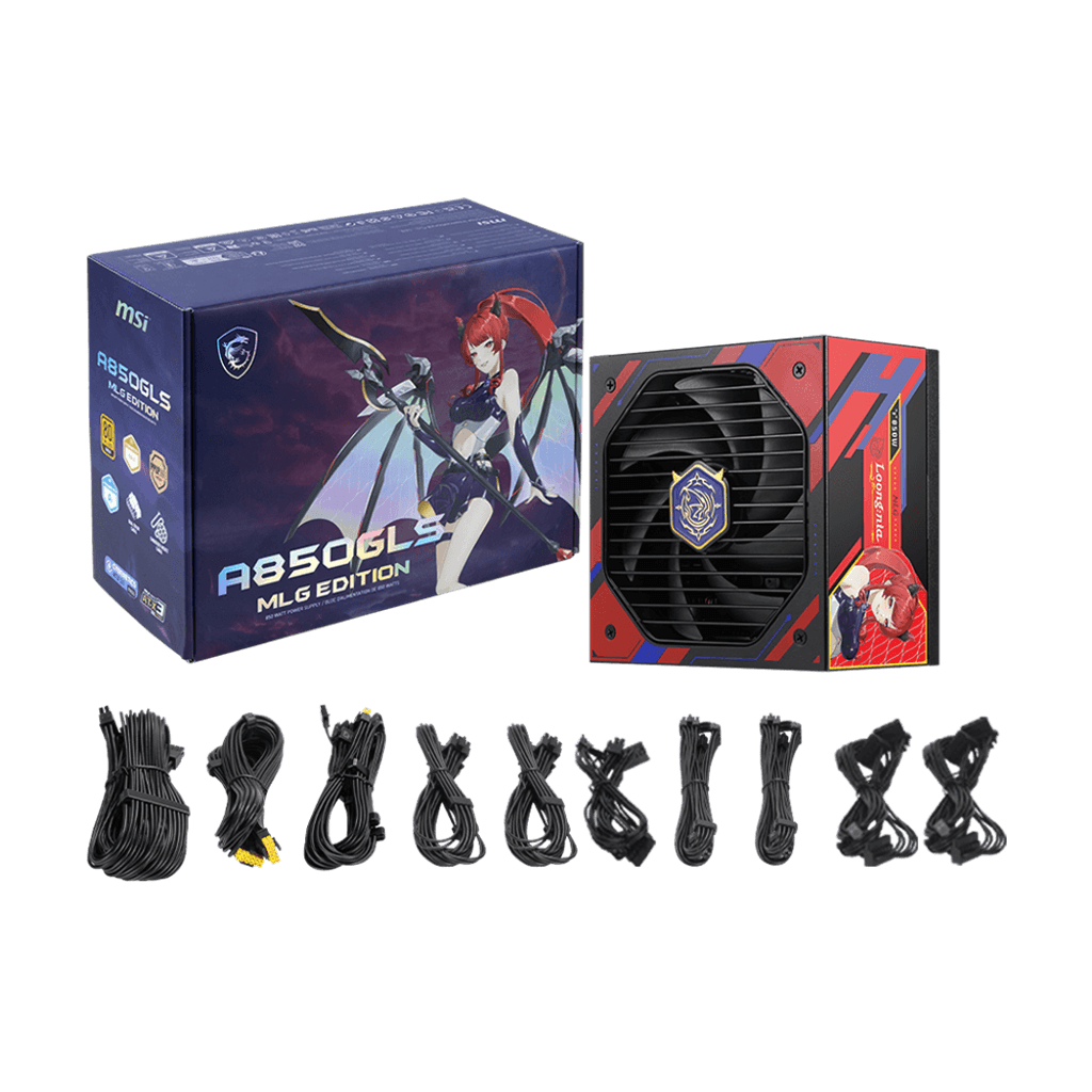 MSI MSI A850GLS MLG Edition, Fully Modular Compact Gaming 850W Power Supply, 80+ Gold, ATX 3.1 & PCIe 5.1 Ready, Native Dual-Color 12V-2x6 Cable, Low-Noise, Embossed Jacket Cables, 10 Year Warranty - product view 2 of 5