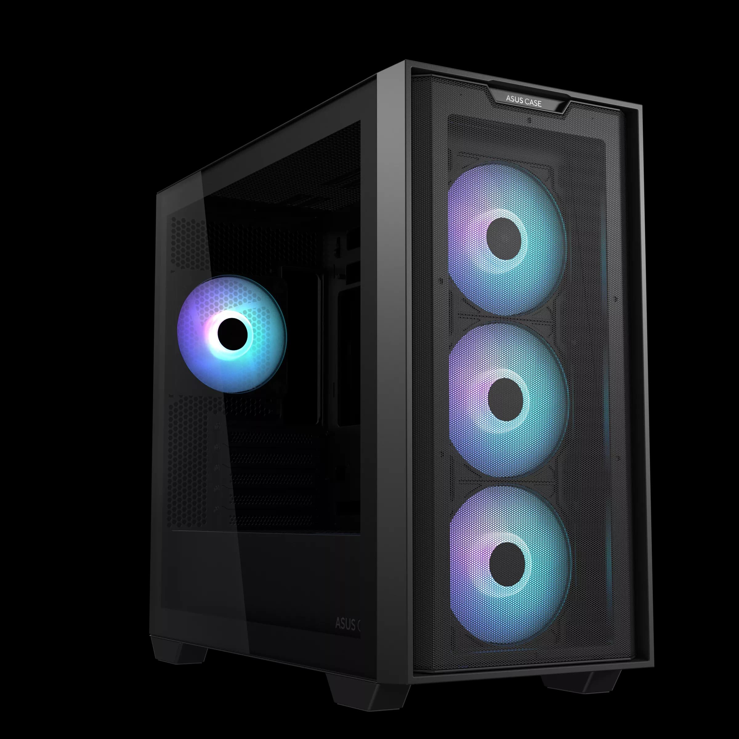 ASUS A21 PLUS microATX Computer Case, 4x pre-installed ARGB fan, Supports Hidden-connector MoBo, 360mm radiators & 380mm Graphics cards | 90DC00H0-B19010