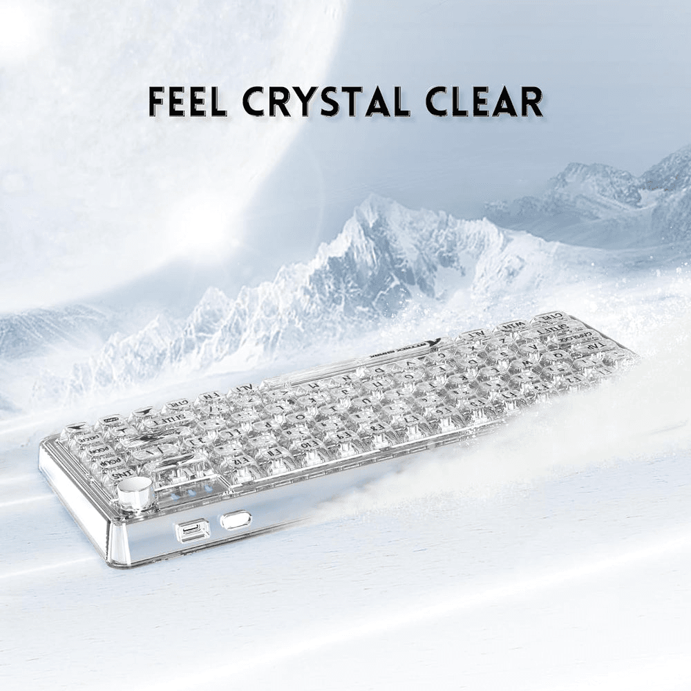 ATTACK SHARK ATTACK SHARK K75 Transparent Mechanical Keyboard, Wired, TKL Gasket Mount, QMK/VIA Support, & Custom Coiled Cable, White | K75 - product view 3 of 8