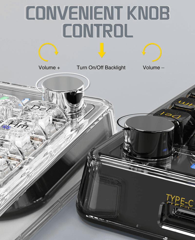 ATTACK SHARK ATTACK SHARK K75 Pro Transparent Mechanical Keyboard ,75% TKL Gasket Mount, Tri-Mode Wireless, & Hot-Swappable Glazed Switches, Black Transparent | K75 Pro - product view 3 of 6
