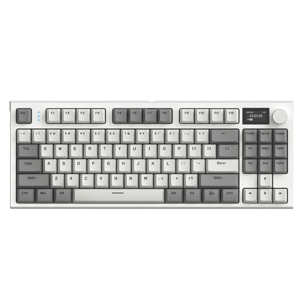 ATTACK SHARK K86 Wireless Mechanical Keyboard, 75% Gasket Mount, TFT Color Display & Knob, Blue Whale Linear Switches, Retro Grey | K86 – Buy Online
