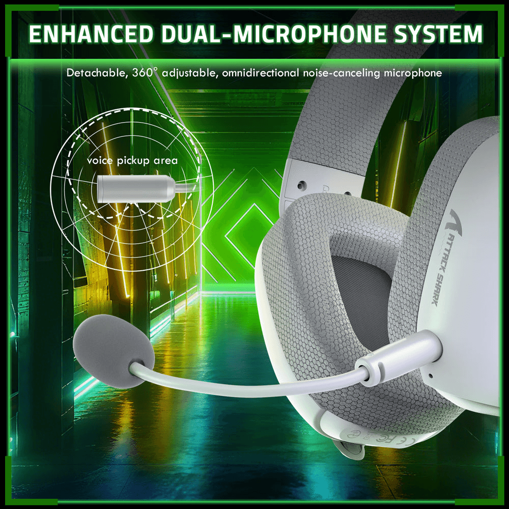ATTACK SHARK ATTACK SHARK L80 PRO Wireless Gaming Headset, 20ms Ultra-Low Latency, 203g Featherweight Design, Dual Mics, & Tri-Mode Connectivity, White | L80 Pro - product view 2 of 7