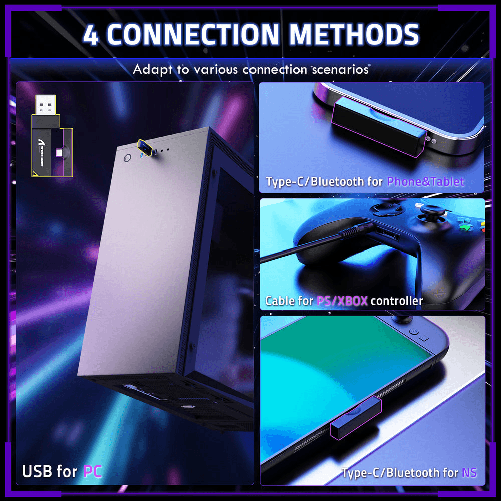 ATTACK SHARK ATTACK SHARK L80 PRO Wireless Gaming Headset, 20ms Ultra-Low Latency, 203g Featherweight Design, Dual Mics, & Tri-Mode Connectivity, Black | L80 Pro - product view 3 of 7