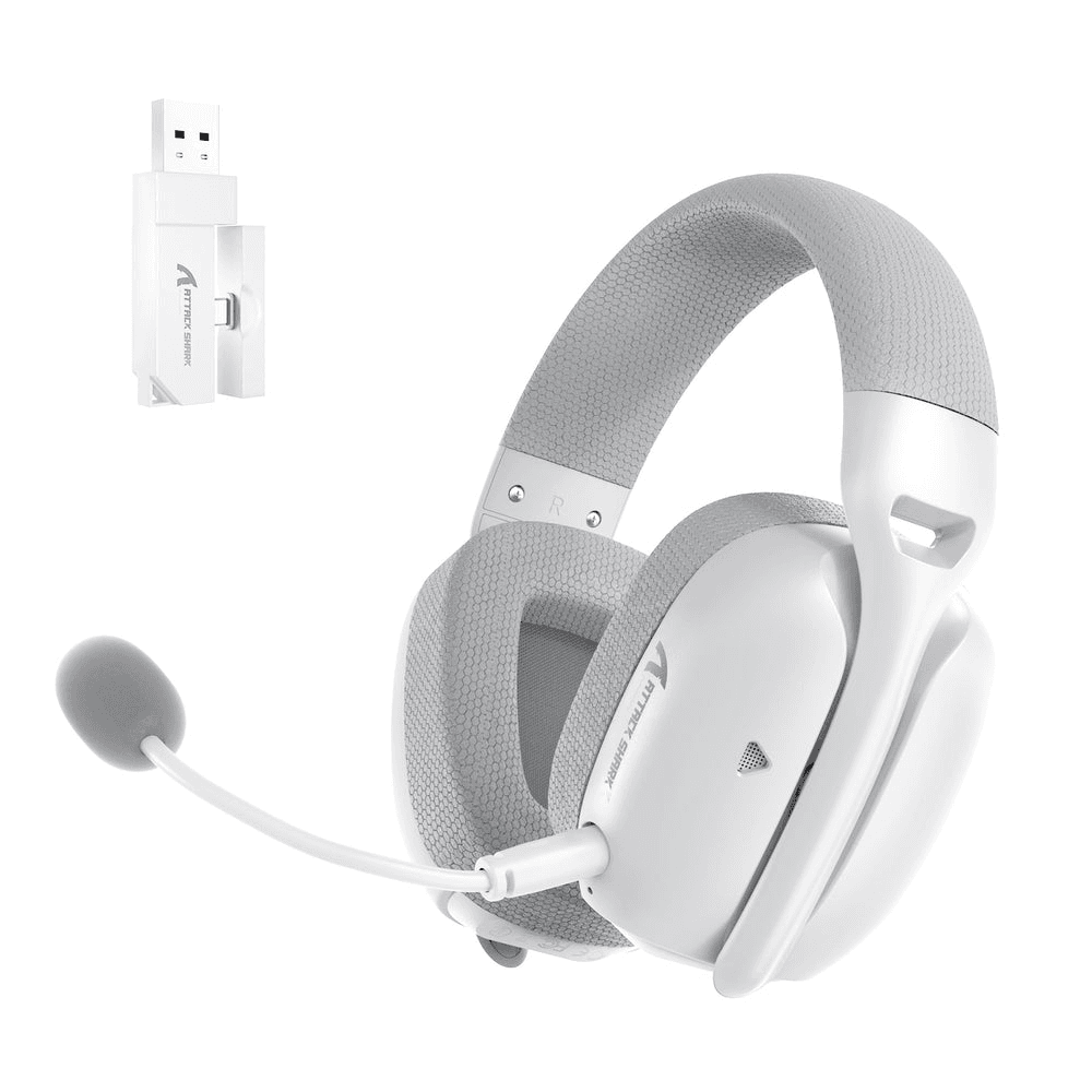 ATTACK SHARK L80 PRO Wireless Gaming Headset, 20ms Ultra-Low Latency, 203g Featherweight Design, Dual Mics, & Tri-Mode Connectivity, White | L80 Pro – Buy Online