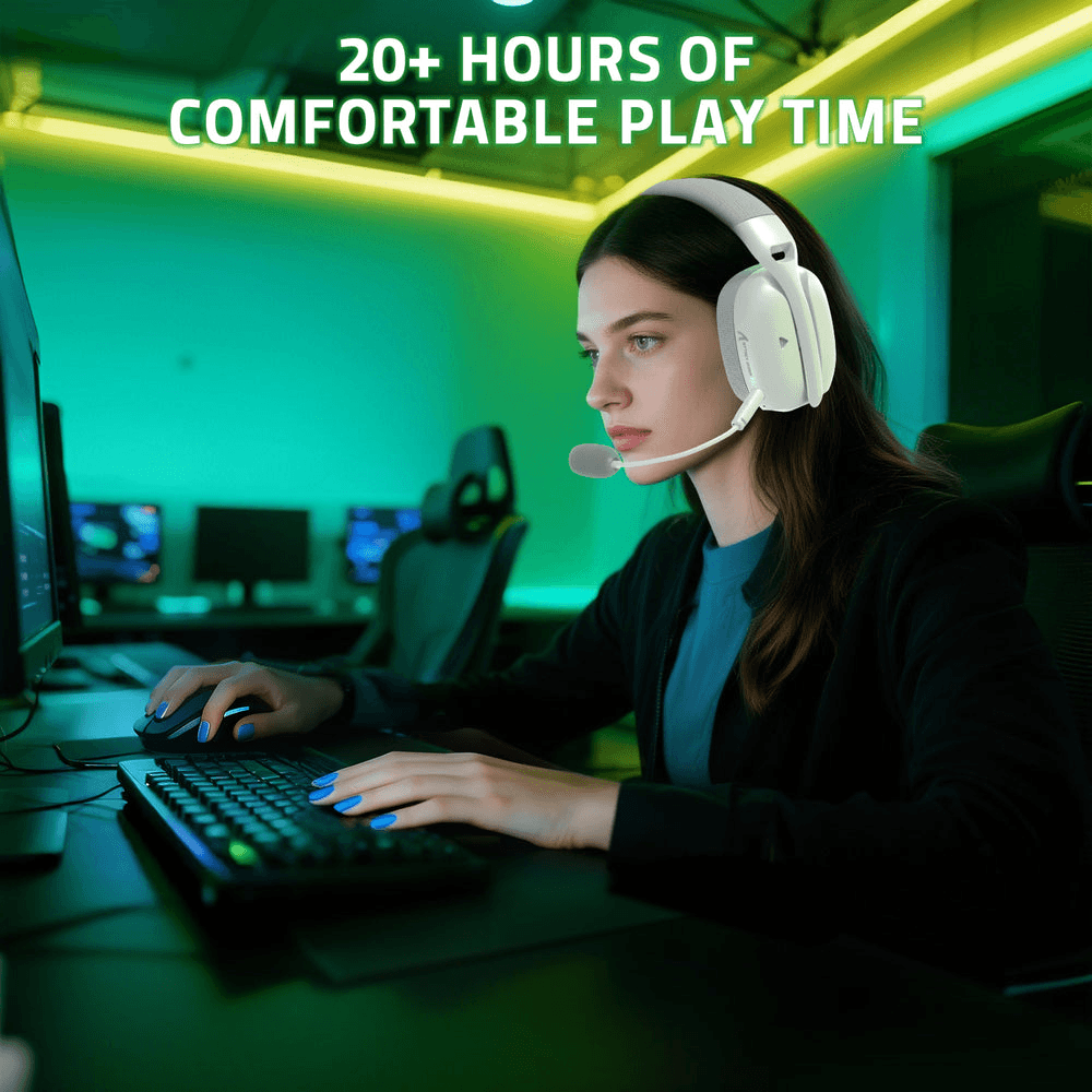ATTACK SHARK ATTACK SHARK L80 PRO Wireless Gaming Headset, 20ms Ultra-Low Latency, 203g Featherweight Design, Dual Mics, & Tri-Mode Connectivity, White | L80 Pro - product view 3 of 7