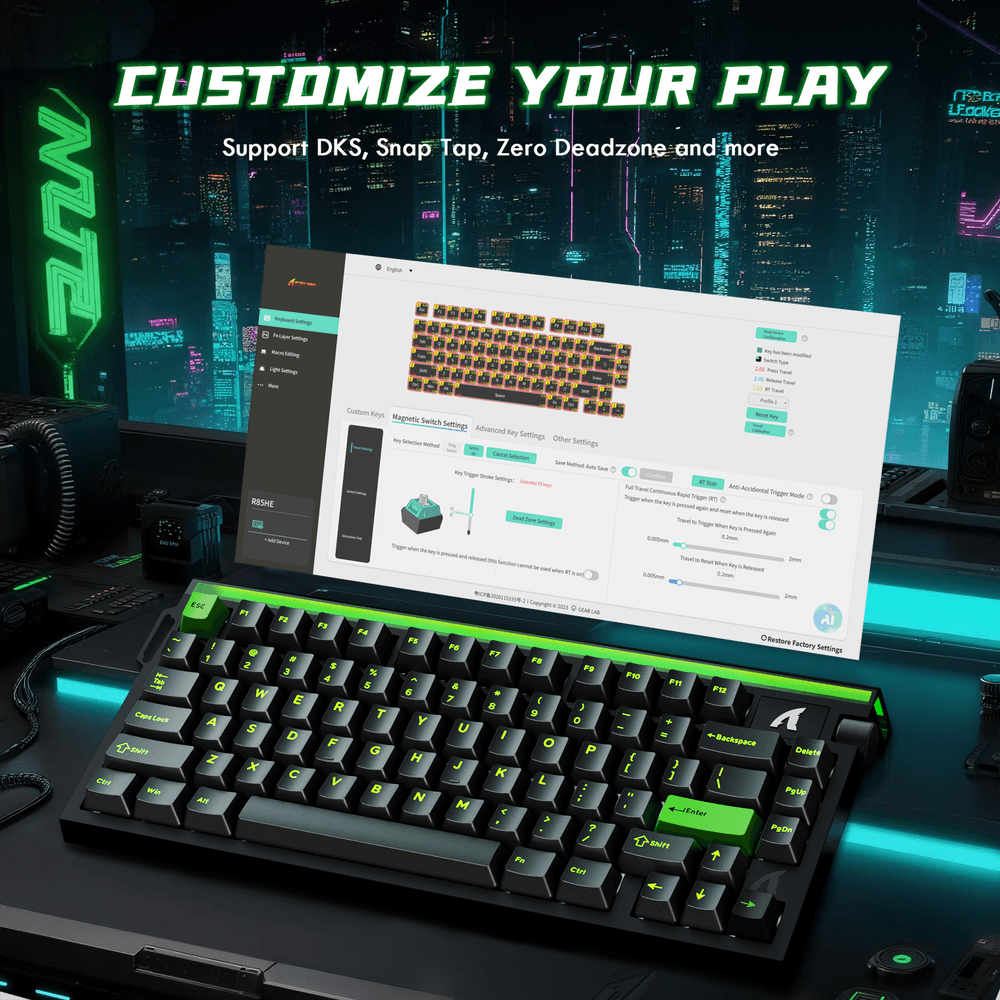 ATTACK SHARK ATTACK SHARK R85 HE Magnetic Switch Gaming Keyboard, 75% Wired, 8KHz Polling, 0.005mm Rapid Trigger Accuracy, & Custom RGB Lightbox, Black | R85 HE - product view 3 of 7