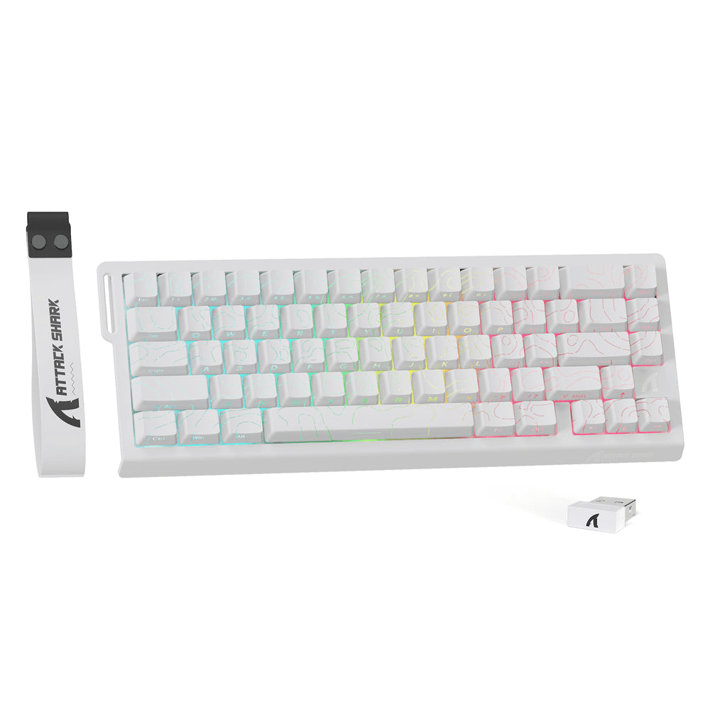 ATTACK SHARK ATTACK SHARK X68 PRO HE Wireless Magnetic Gaming Keyboard, 60% Ultra-Compact Tri-Mode, 8KHz Polling, & 0.01mm Rapid Trigger, White Contour Line | X68 PRO HE - product view 1 of 6