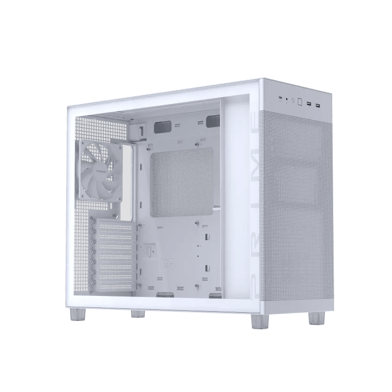 Asus ASUS Prime AP303 - Tempered Glass Panel Compact 44-liter ATX White Gaming Case, Graphics cards up to 360mm, 360mm radiators, ATX PSUs, Front Panel USB Type-C Support | 90DC00V0-B39010 - product view 2 of 12