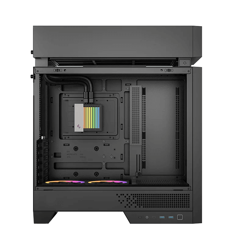 DEEPCOOL DeepCool CL6600 ATX Computer Case (Black), HyperSplit Dual-Chamber Design, Pre-Installed 360mm ARGB AIO Liquid Cooler, Back Connector MB Support | R-CL6600-BKNNA0-G-1 - product view 3 of 5