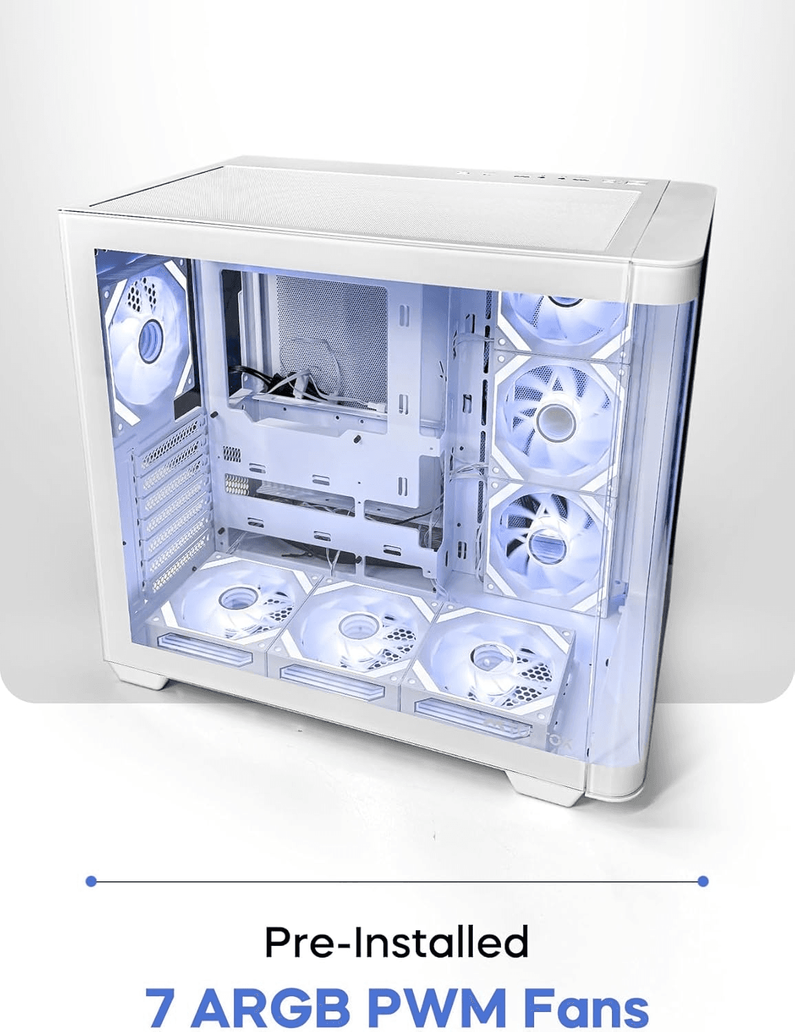 Other Tortox Curvo Gaming PC White Case ATX/M-ATX/ITX Gaming PC Case with 7x 120mm ARGB PWM Case Fans, 360MM Radiator Support, Type-C USB Port - product view 2 of 7