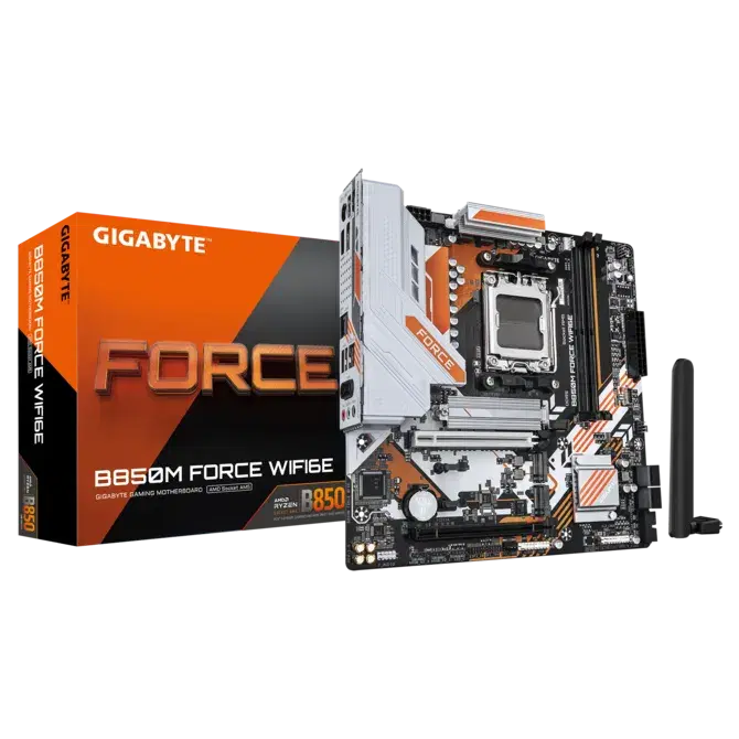 Gigabyte B850M FORCE WIFI6E Micro-ATX Motherboard, AMD AM5, PCIe 5.0 M.2, 8+2+2 Phase VRM, Support for DDR5 9600(OC), 2.5GbE LAN | B850M FORCE WIFI6E – Buy Online