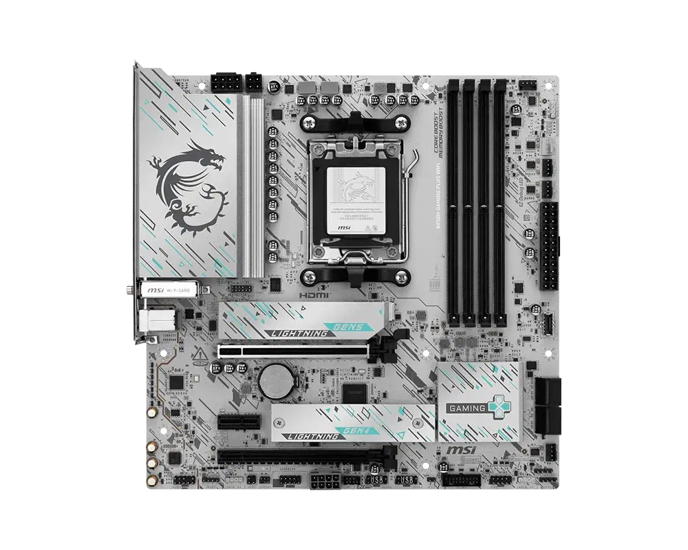 MSI MSI B850M GAMING PLUS WIFI Motherboard, AMD Ryzen AM5, DDR5, PCIe 5.0, WiFi 7 | 911-7E66-001 - product view 2 of 5