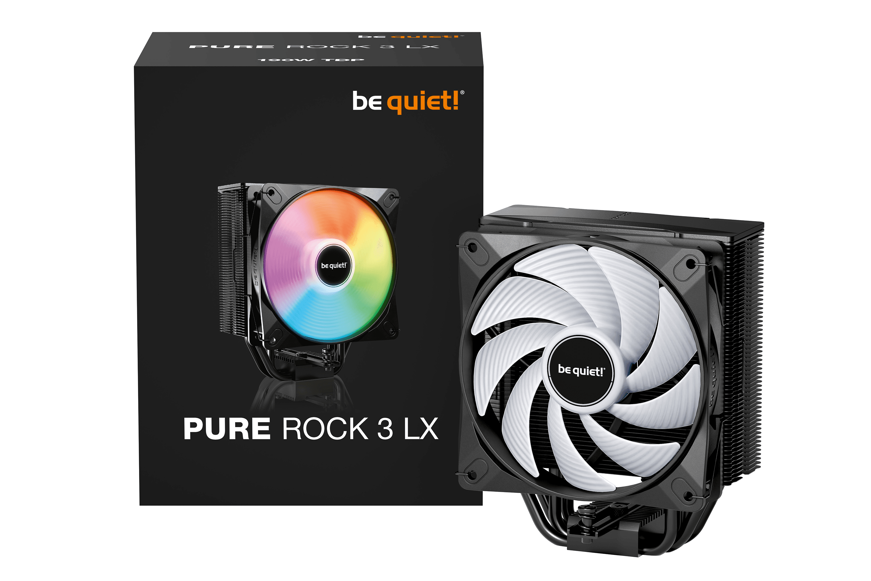 be quiet PURE ROCK 3 LX Black Air Cooler,  Light Wings LX 120mm PWM fan, Rifle Bearing, 4-pole fan motor | BK040