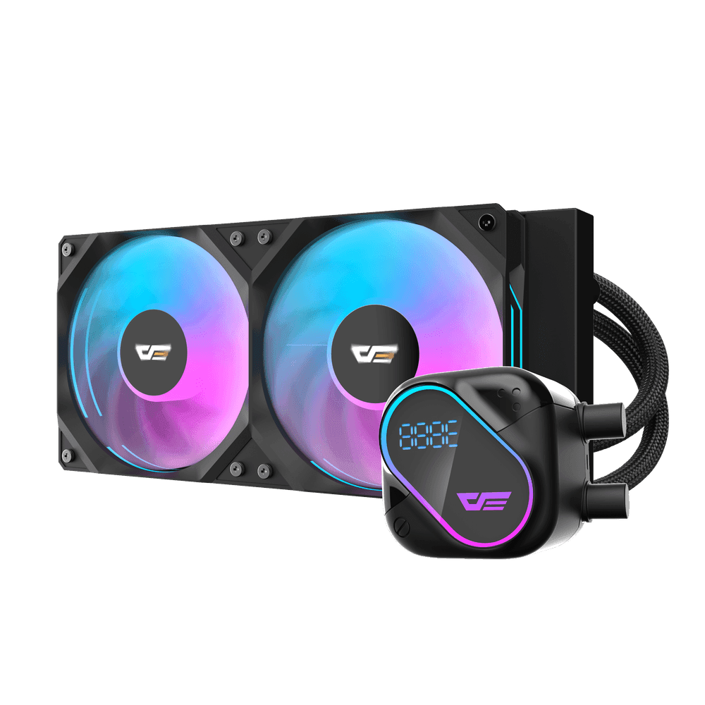 DarkFlash EXPLORE DO240 CPU Cooler, 3-in-1 Combined Row Fan Design, Copper-based Water Block, Segment LCD Screen