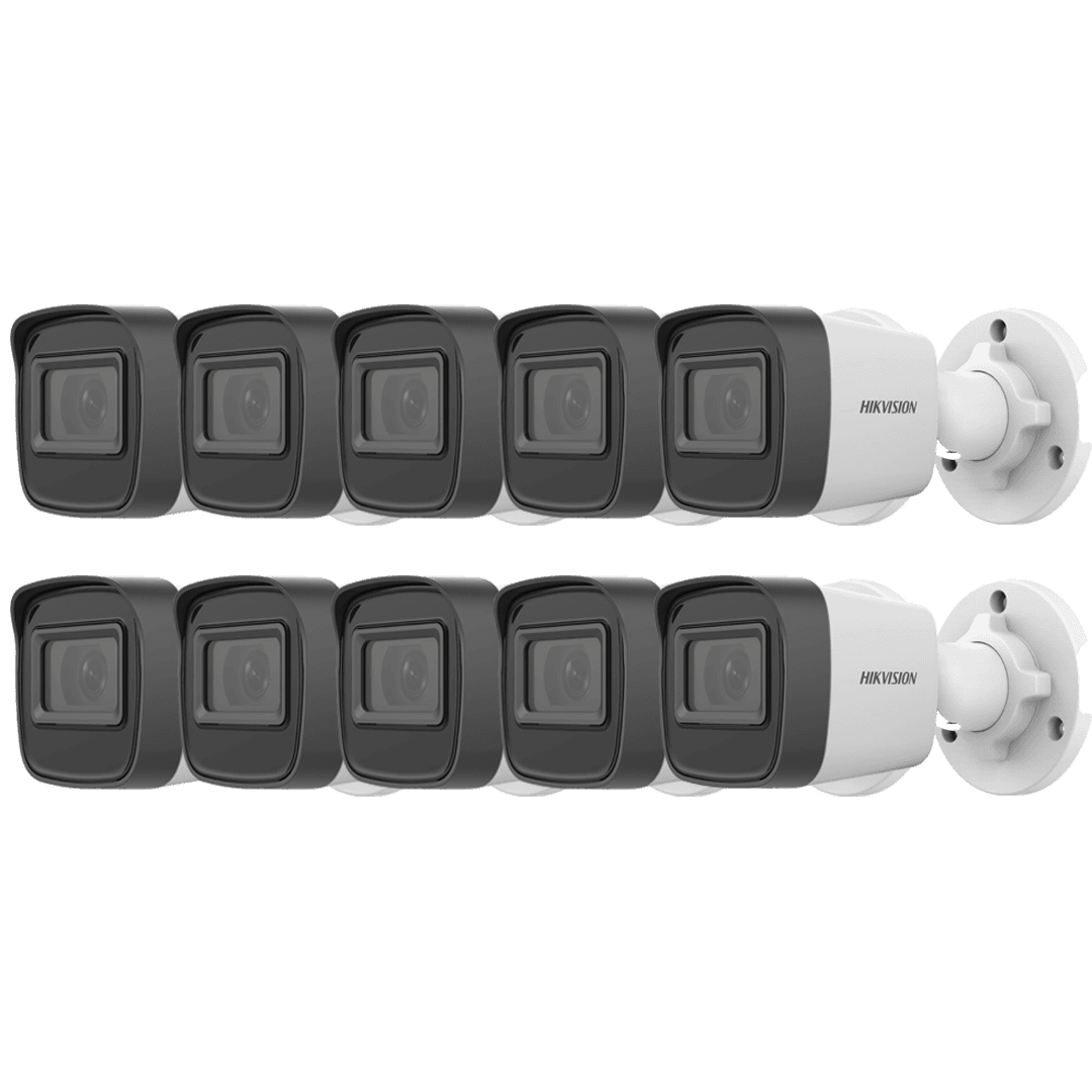Hikvision DS-2CD1021G0-I 2.8mm Fixed Mini Bullet 2 MP IP Ten Camera Bundle, H.265+, Weather Proof, HD Video, EXIR, Support Human Detection, Water and dust resistant (IP67) – Buy Online
