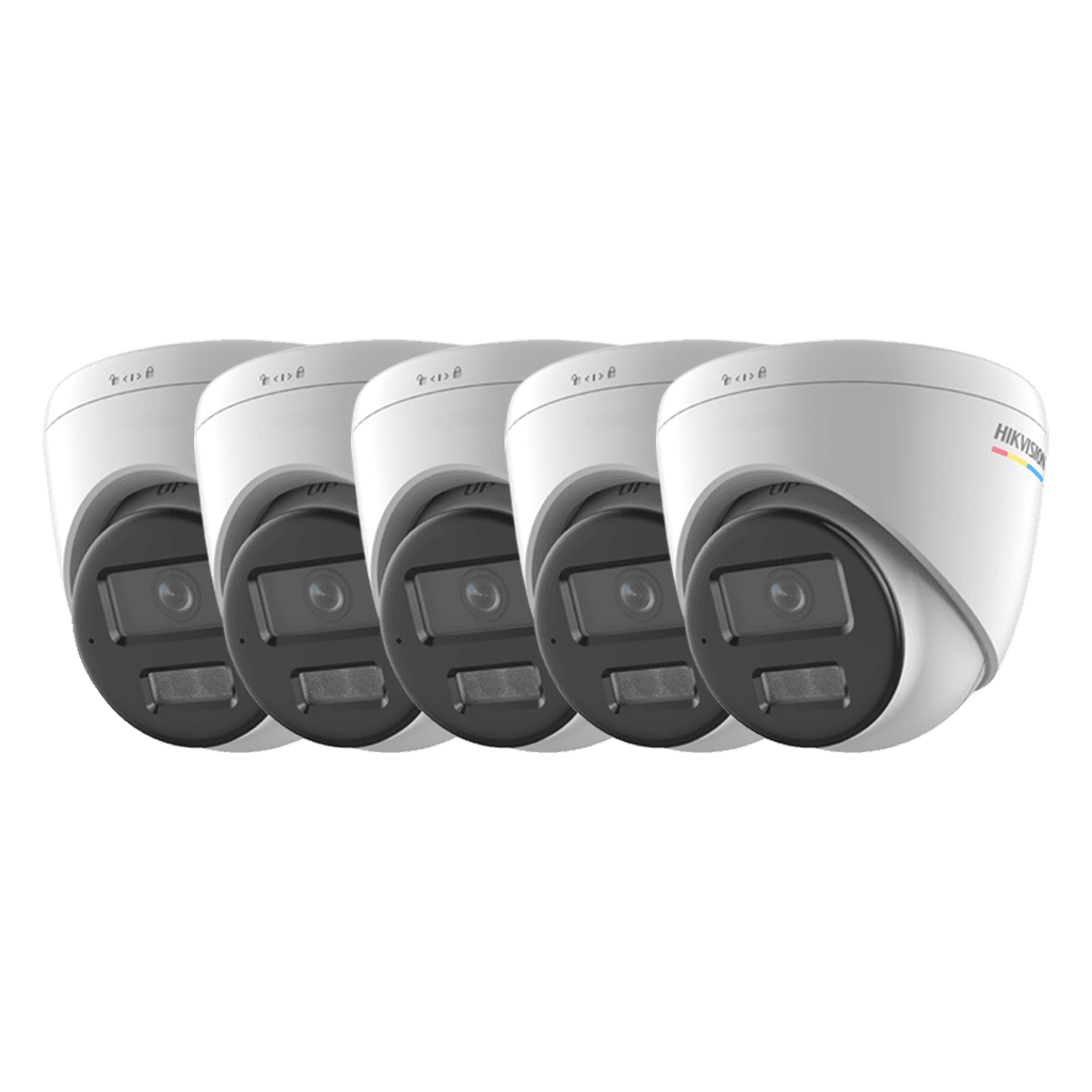 Hikvision IP Camera x5 Bundle, Hikvision DS-2CD1327G2H-LIU Smart Hybrid Light Fixed Turret Network Camera, Built-in microphone, Human and Vehicle Detection